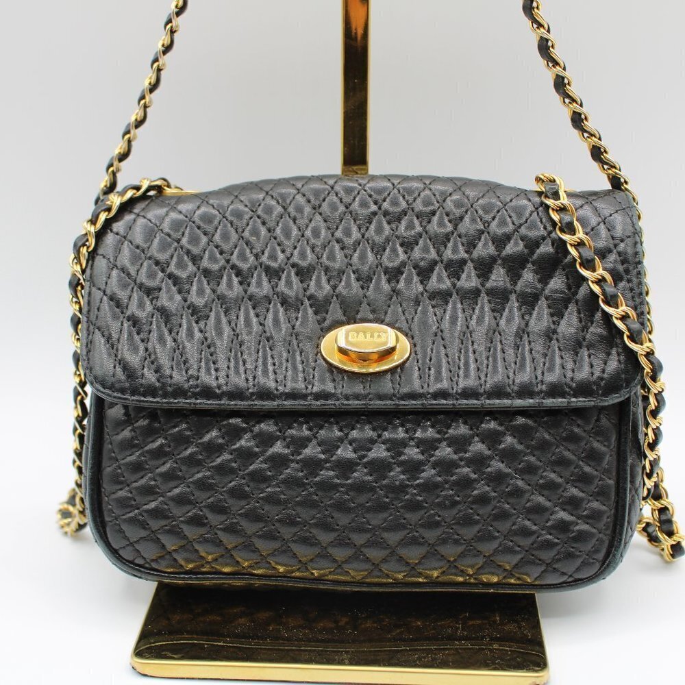 Bally Lambskin Black  leather Crossbody